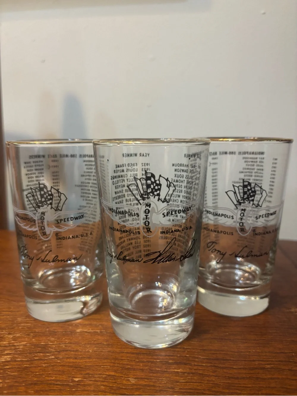 Vintage Tony Hulman Indianapolis Motor Speedway Glasses - Set of 3